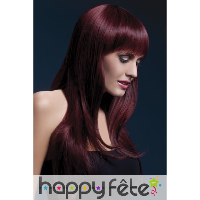 Perruque cerise noire avec frange effilée