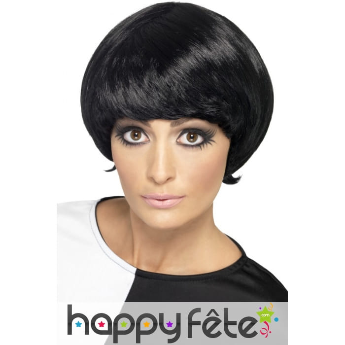 Perruque courte noire femme