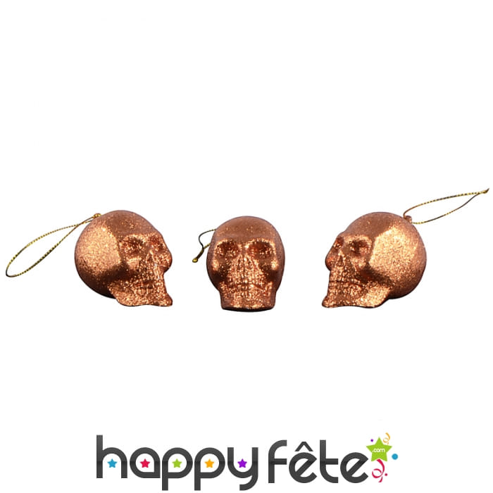 Petits crânes oranges pailletés