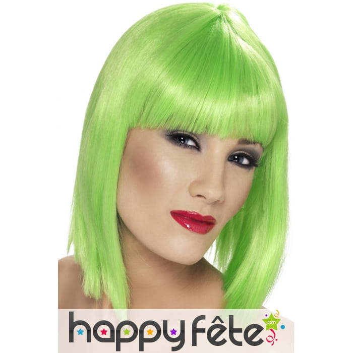 Perruque carré plongeant vert fluo