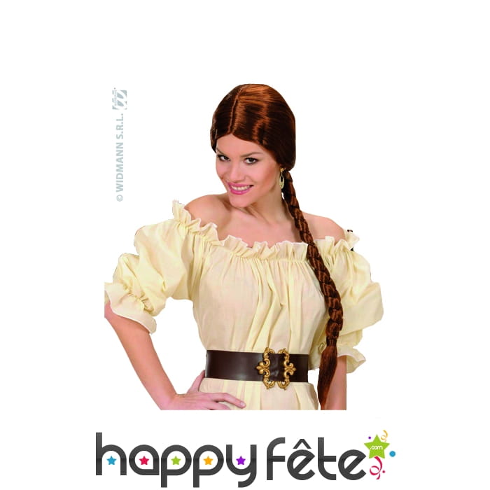 Perruque chatelaine rousse avec tresse