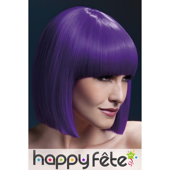 Perruque carré violet, frange. 30 cm