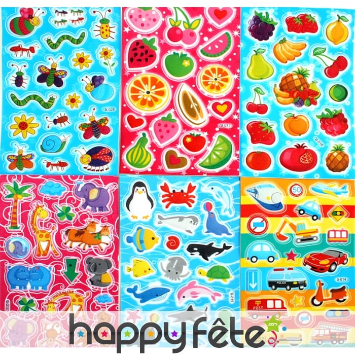 Planche de 18 pièces stickers décoration assorti