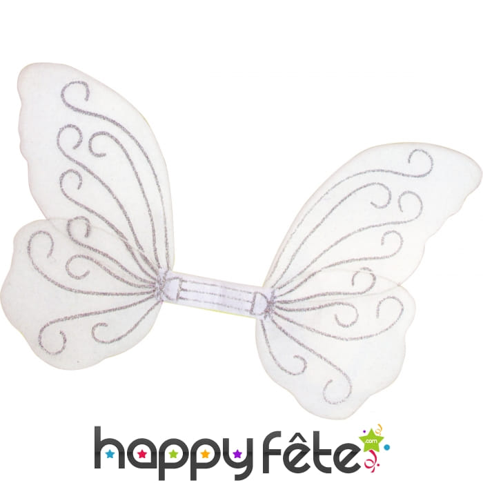 Paire d'ailes de papillon blanc avec paillette