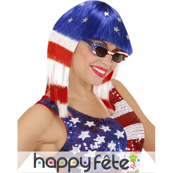 Perruque drapeau amérique pour femme