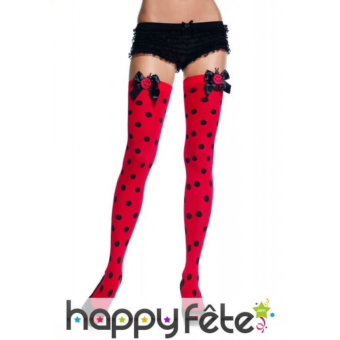 Paire de bas coccinelle avec noeud noir