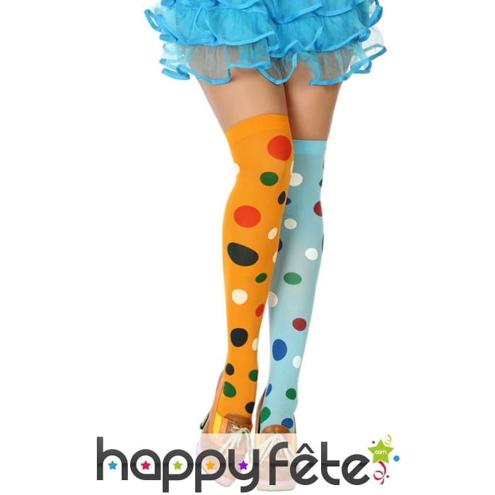 Paire de Bas de clown à pois colorés