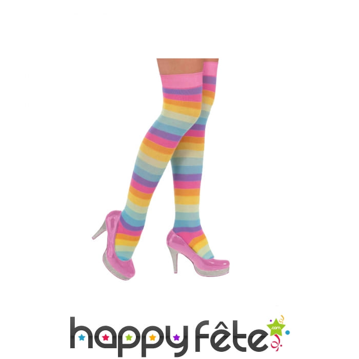 Paire de bas de clown rayés pastels