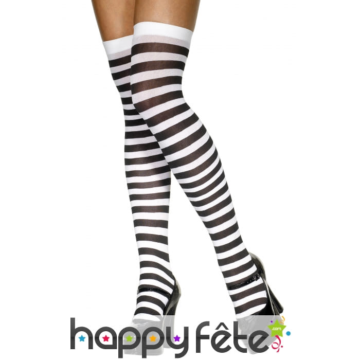 Paire de bas rayés blancs et noirs
