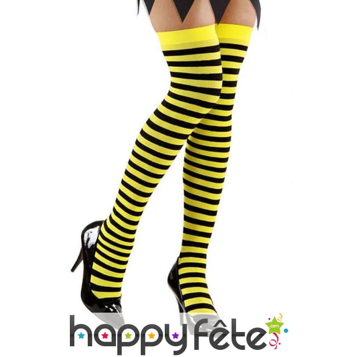 Paire de bas rayés jaunes et noirs