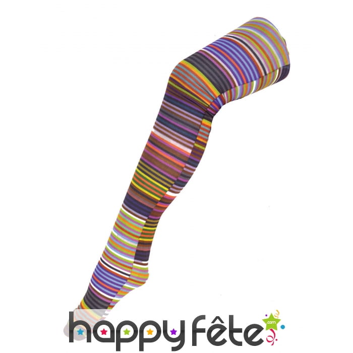 Paire de bas rayés multicolore