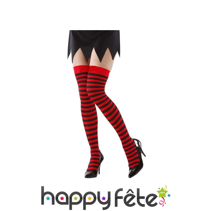 Paire de bas rayés noirs et rouges