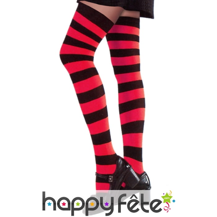 Paire de bas rayés rouge et noir