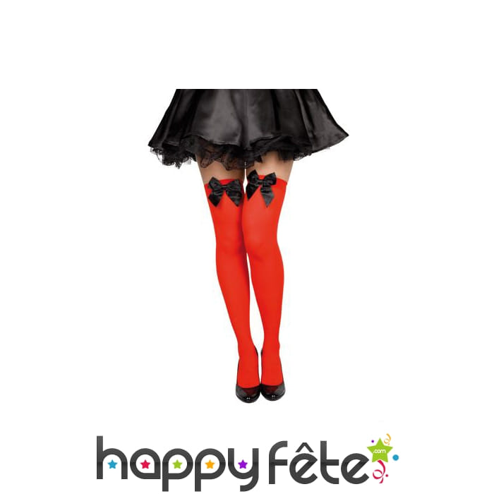 Paire de bas rouges avec noeud noir