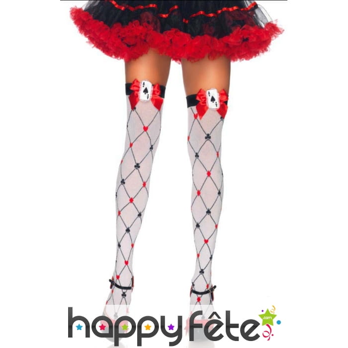 Paire de bas sur le thème des jeux de cartes