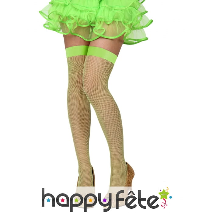 Paire de bas vert résilles fines