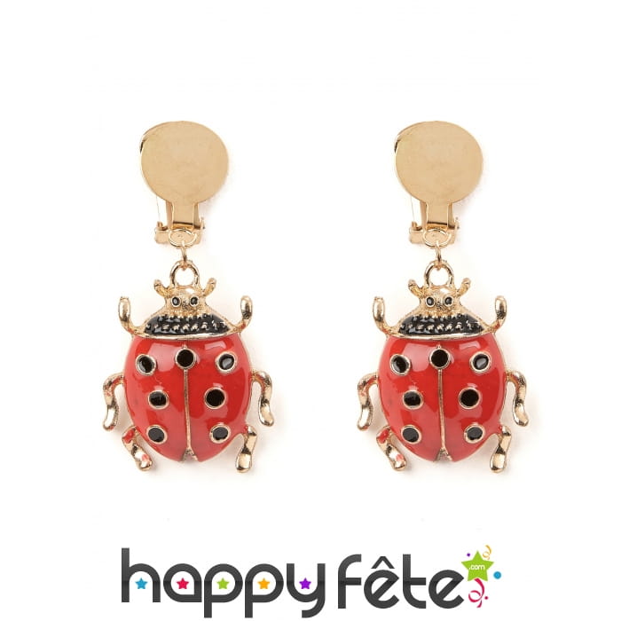 Paire de boucles d'oreilles coccinelles