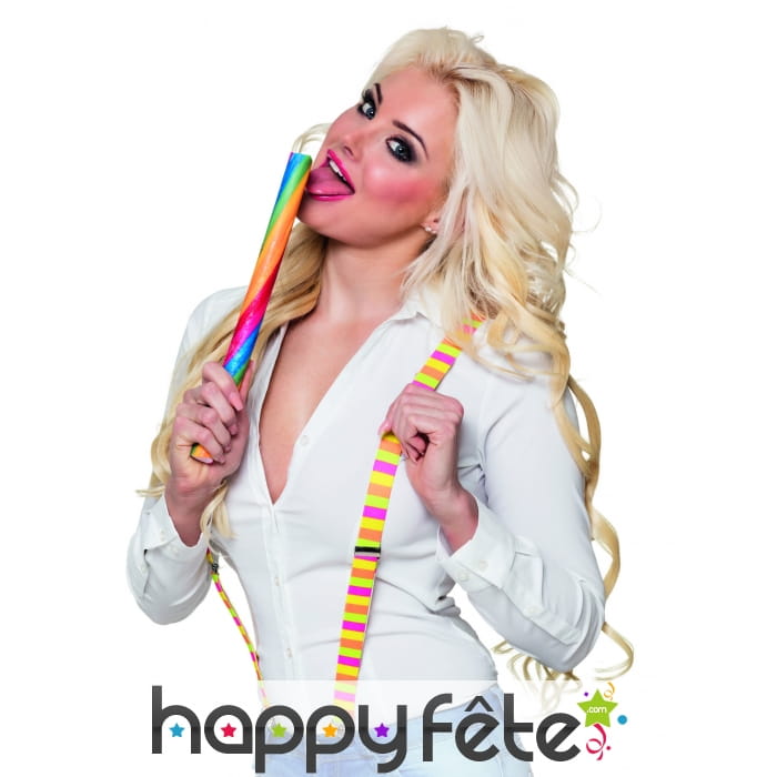 Paire de bretelles fluo rayées