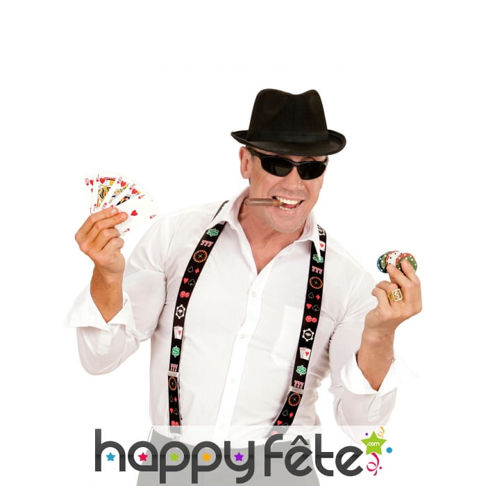Paire de bretelles motifs poker