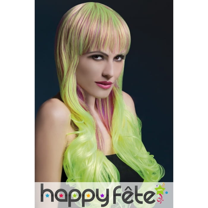 Perruque dégradé blond vert avec frange