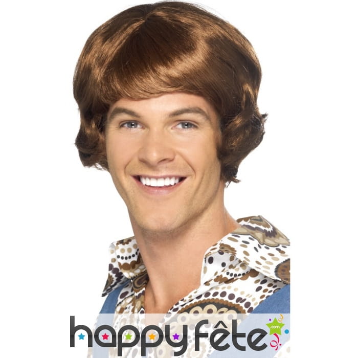 Perruque disco brun clair pour homme