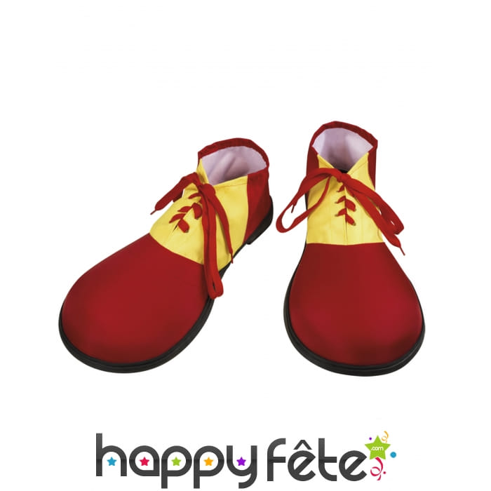 Paire de chaussures clown rouges et jaunes