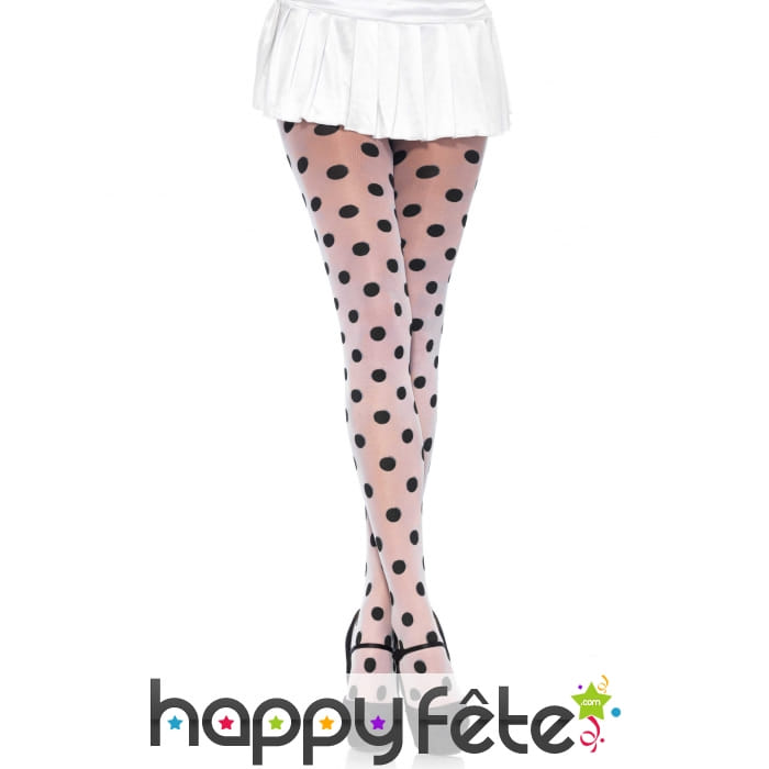 Paire de collants blancs avec gros pois noirs