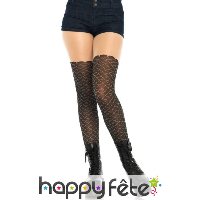 Paire de collants écailles de sirène noires