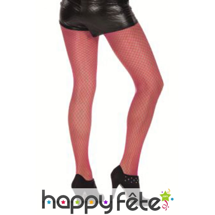 Paire de collants résille fuchsia fluo
