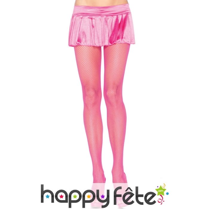 Paire de collants résille rose fluo