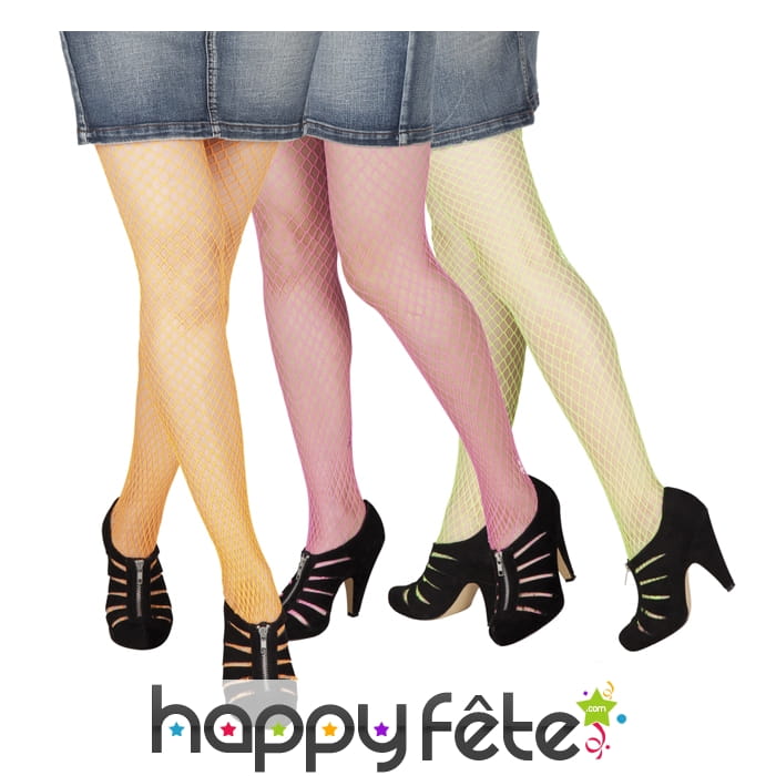 Paire de collants résilles fluo