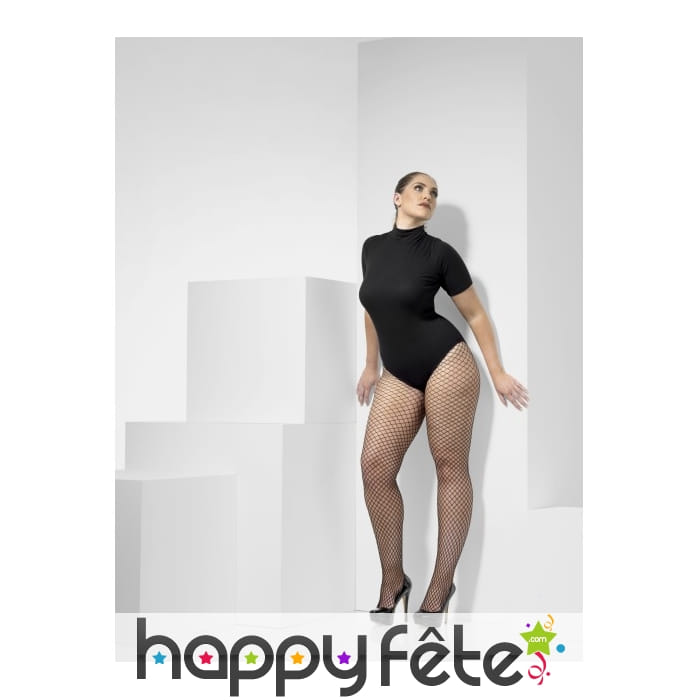 Paire de collants résilles noires, grande taille