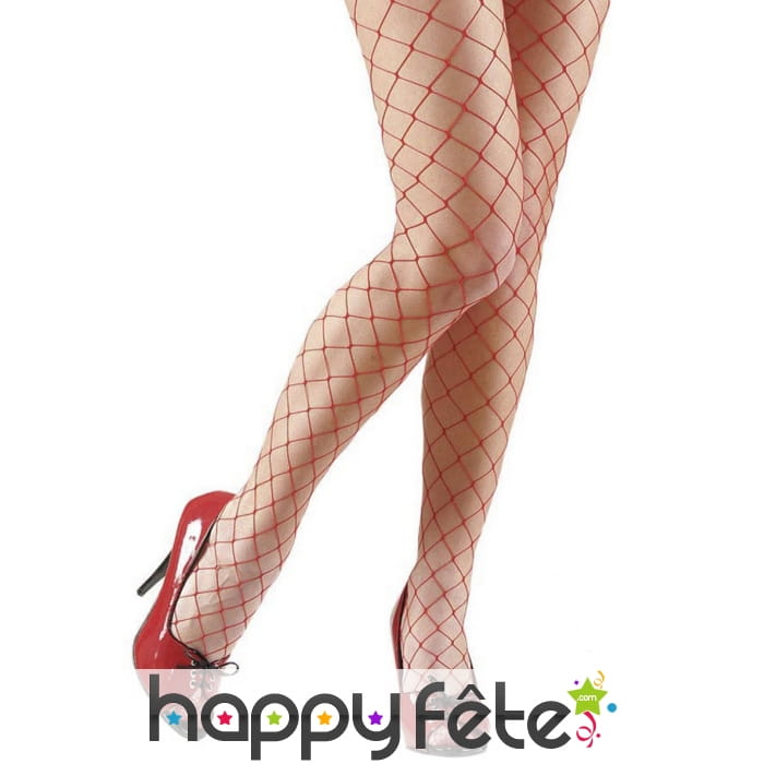 Paire de collants rouges à large résille