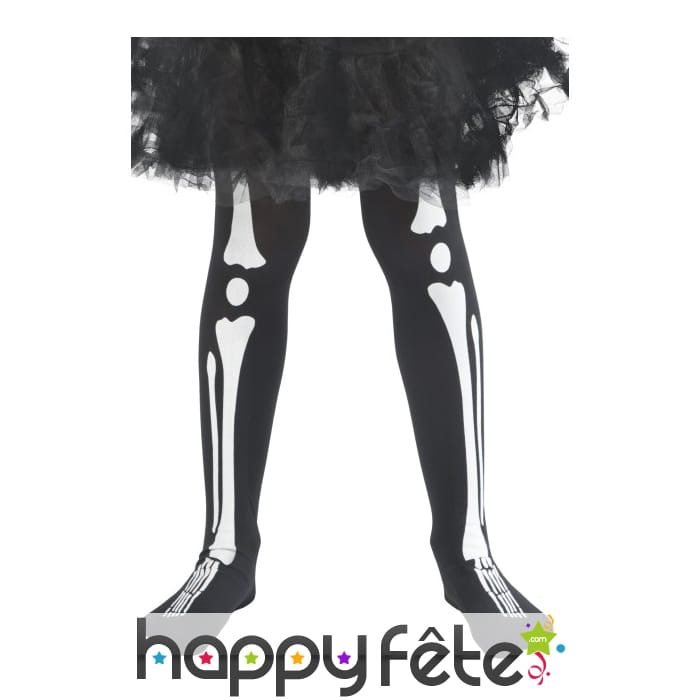 Paire de collants squelette pour enfant