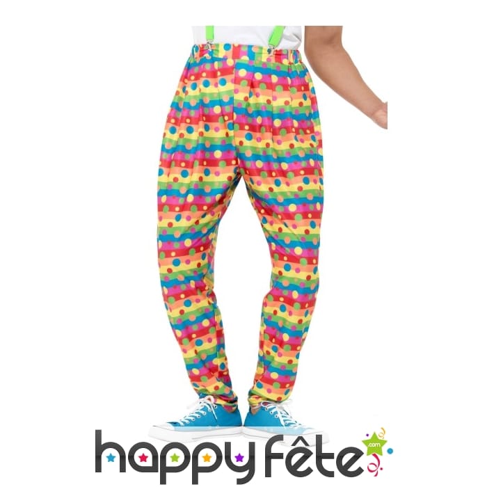 Pantalon de clown à pois, multicolore