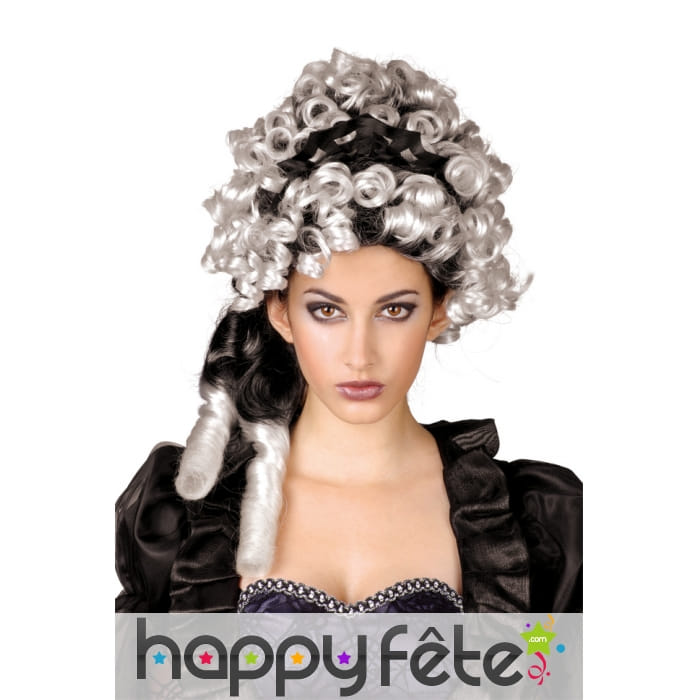 Perruque de comtesse gothique noire et blanche