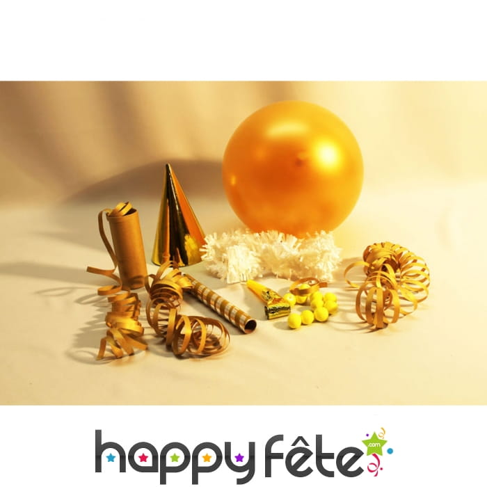 Pochette de cotillons dorés pour une personne