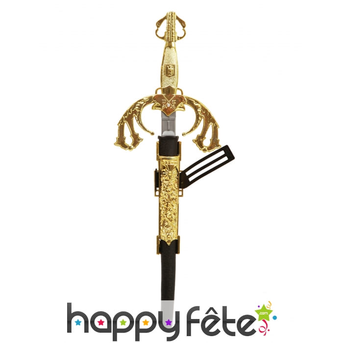Poignard doré de roi et étui, 37cm