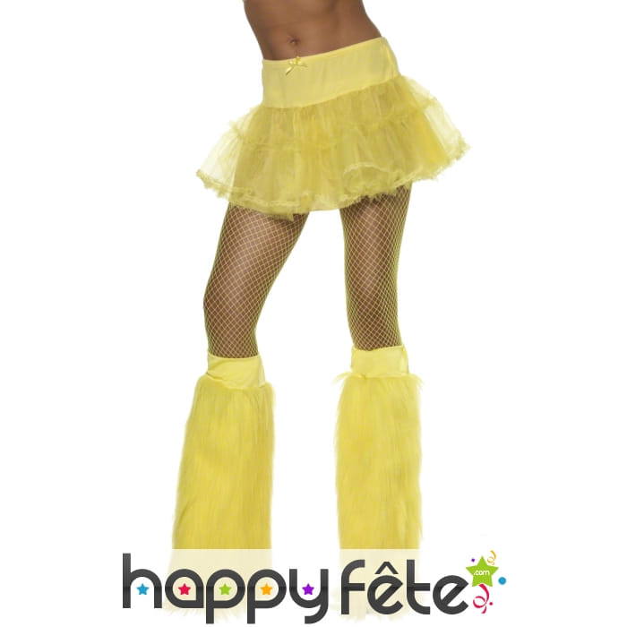 Pattes d'éléphant fluo en fourrure jaune