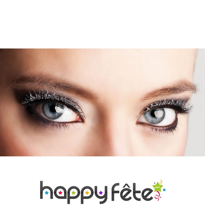 Paire de faux cils argent pailleté auto-adhésifs