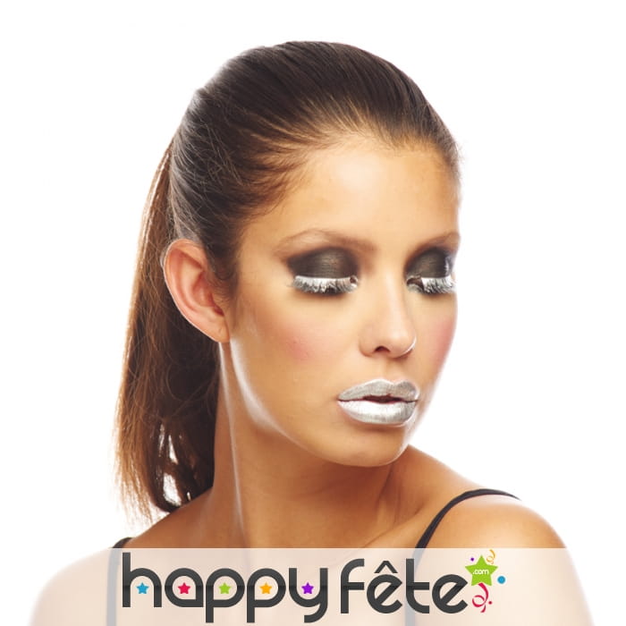 Paire de faux cils argentés unis