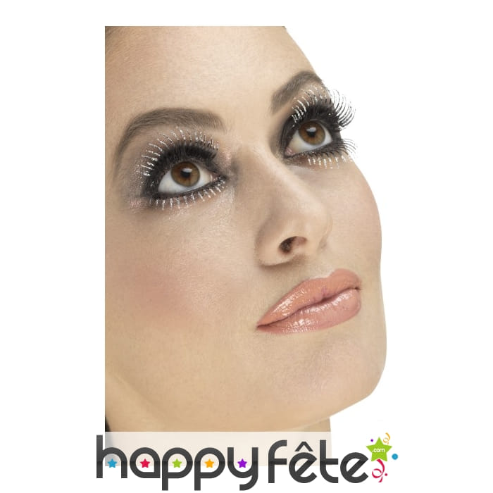 Paire de faux cils argentés
