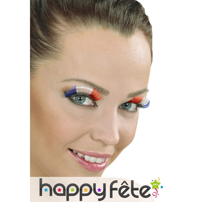 Paire de Faux cils bleus blancs rouges