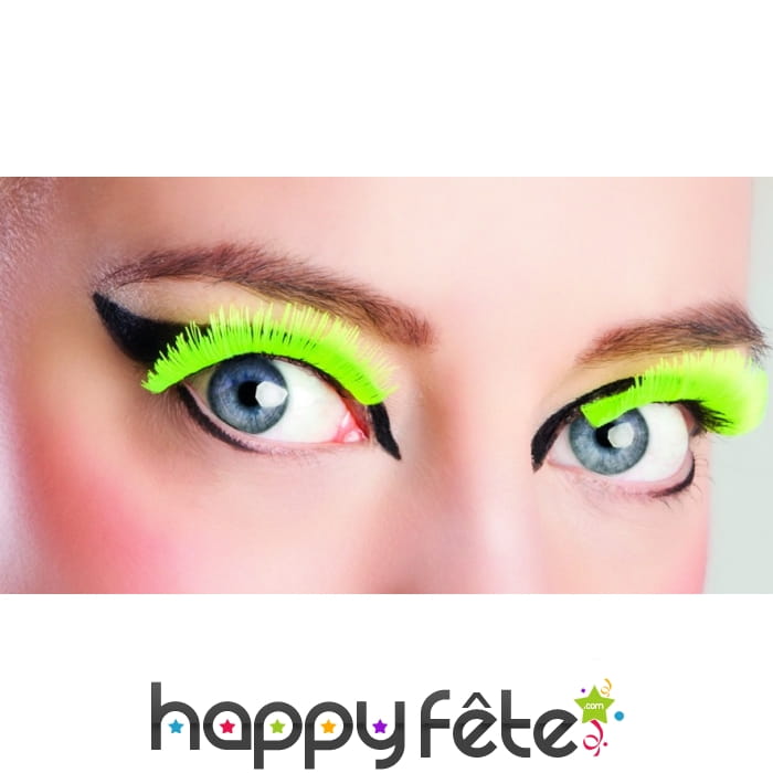 Paire de faux cils jaunes fluos courts