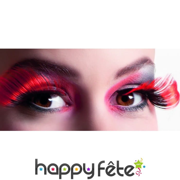 Paire de faux cils noirs et rouges xl