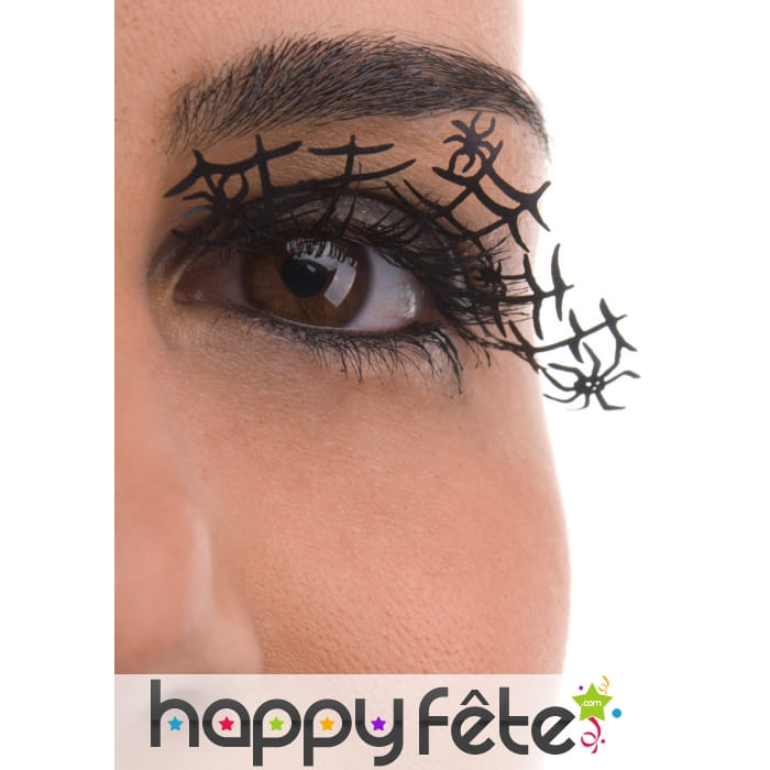 Paire de faux cils noirs toile et araignées