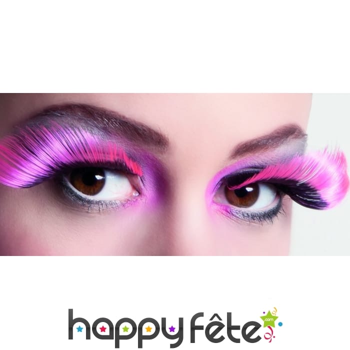 Paire de faux cils roses et noirs xl
