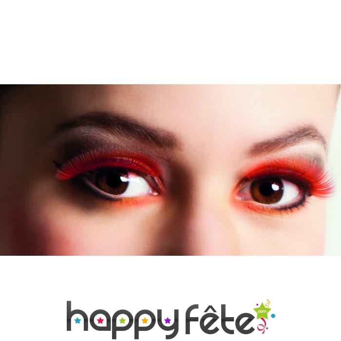 Paire de faux cils rouges courts