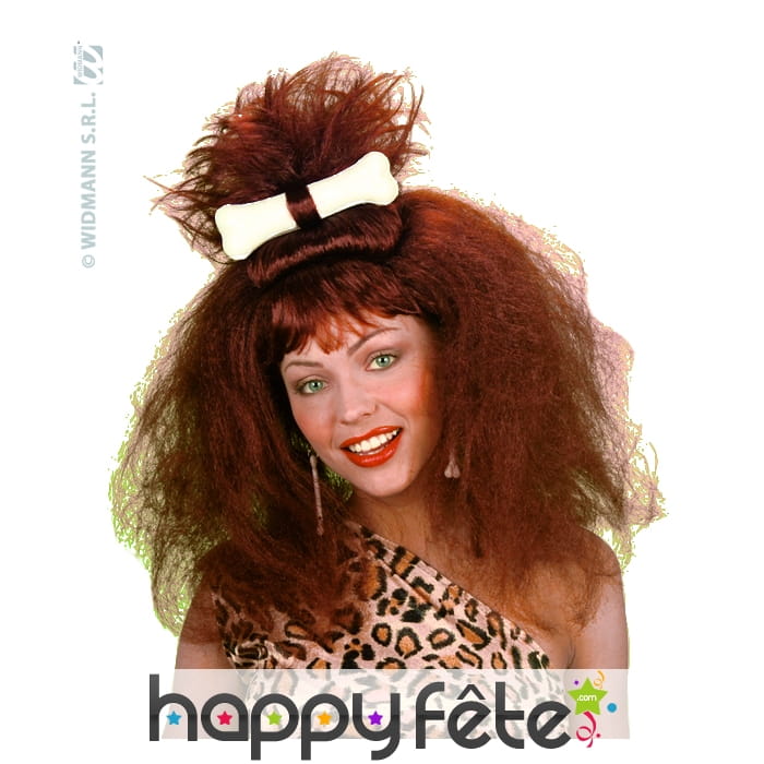 Perruque de femme des cavernes avec os