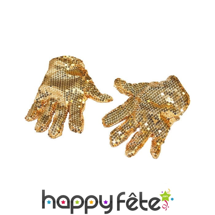 Paire de gants dorés paillettés